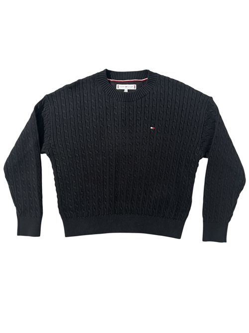 Maglia a trecce nera TOMMY HILFIGER | KG08848BDS